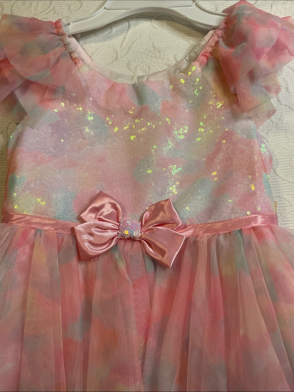 Jona Michelle Pastel Pink and Multicolor Iridescent Tulle Dress Princess Size 6 - Picture 5 of 9